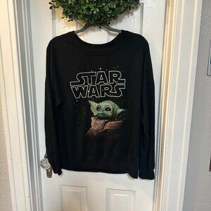 Star Wars Black Lightweight Long-sleeved Baby Yoda Top-Large